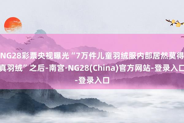 NG28彩票央视曝光“7万件儿童羽绒服内部居然莫得真羽绒”之后-南宫·NG28(China)官方网站-登录入口